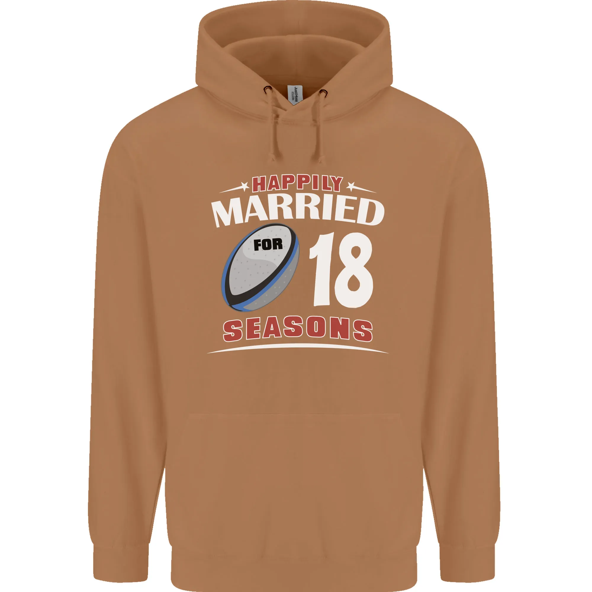 18 Year Wedding Anniversary 18th Rugby Mens 80% Cotton Hoodie