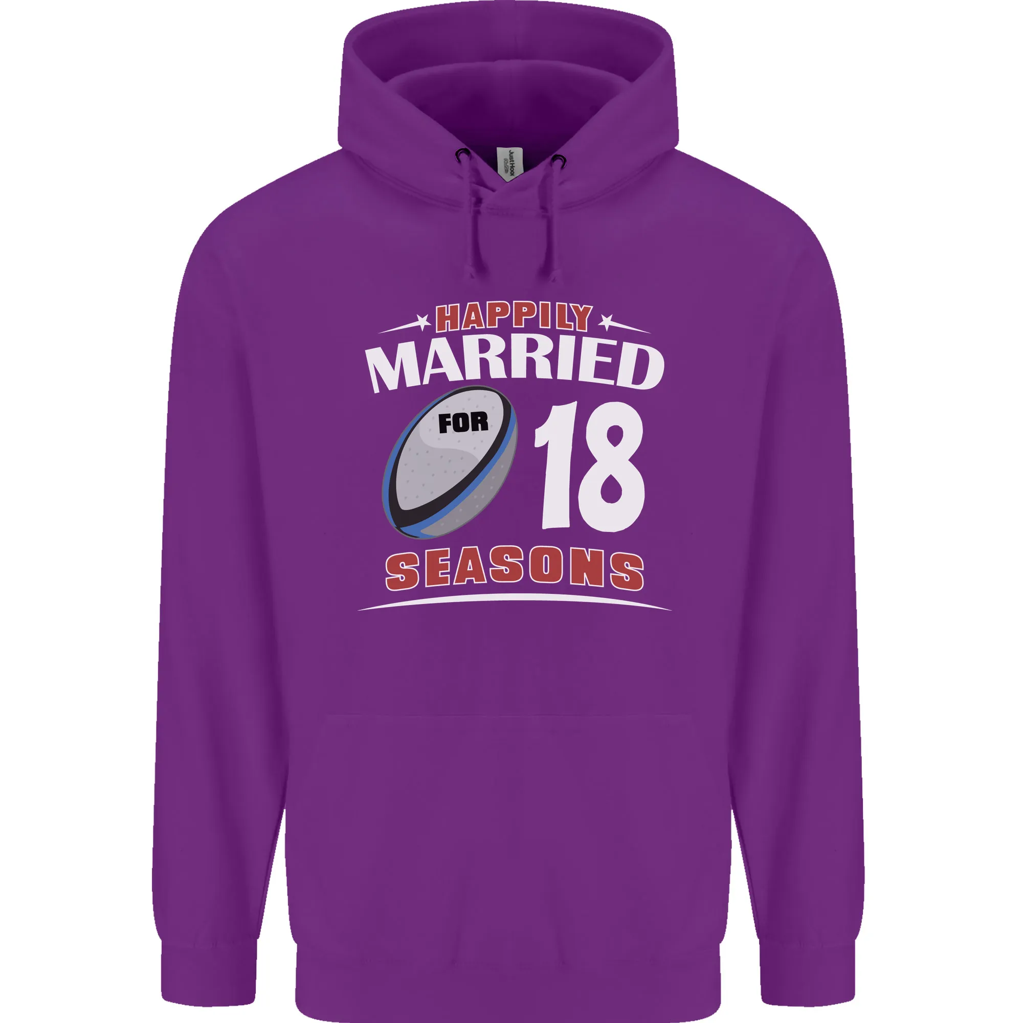 18 Year Wedding Anniversary 18th Rugby Mens 80% Cotton Hoodie