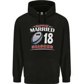 18 Year Wedding Anniversary 18th Rugby Mens 80% Cotton Hoodie