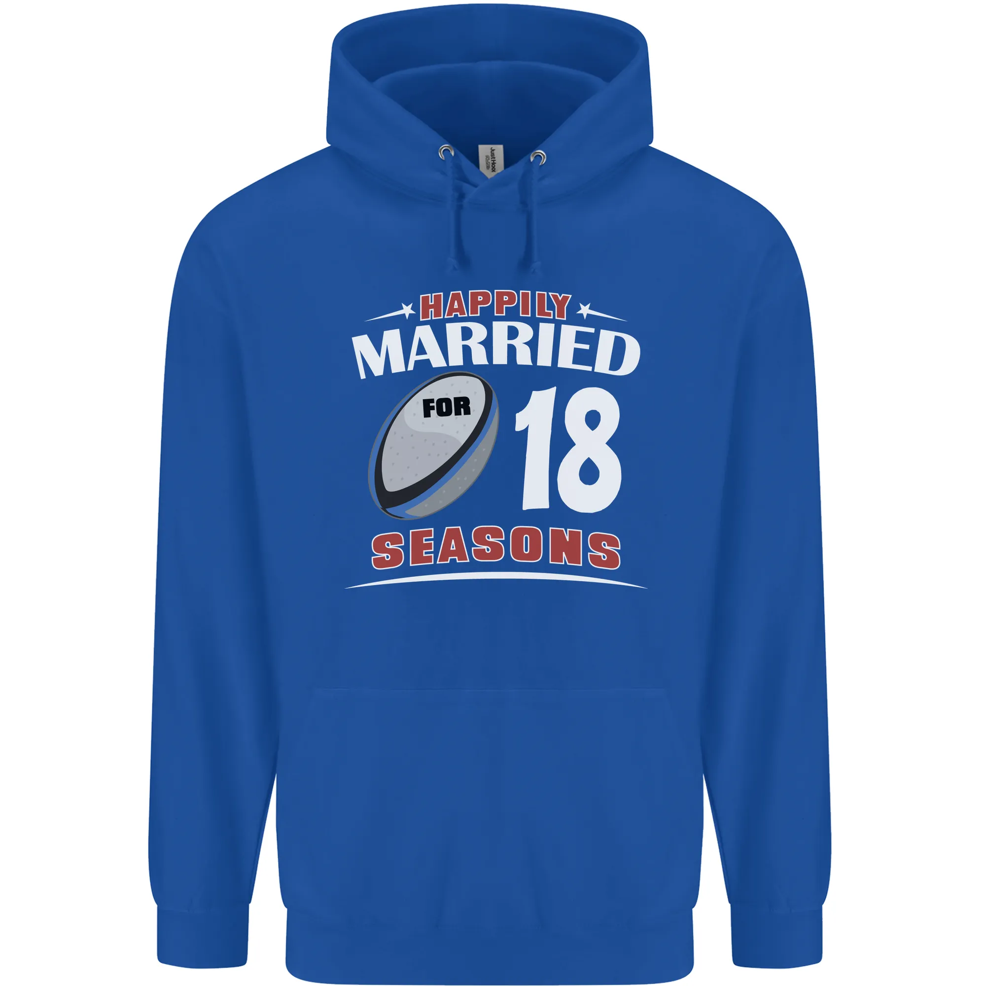 18 Year Wedding Anniversary 18th Rugby Mens 80% Cotton Hoodie