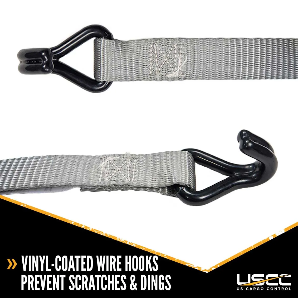 1" x 6' Rubber Coated Ratchet Strap w/ Vinyl Coated Wire Hooks