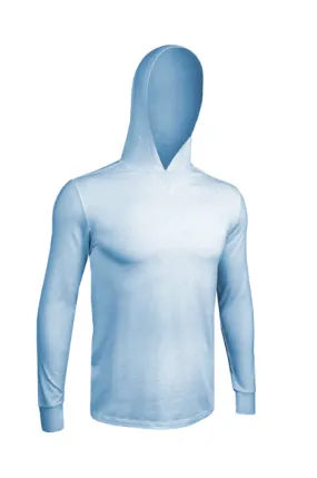 2UNDR PREMIUM LONGSLEEVE HOODED SHIRT HEATHER LIGHT BLUE