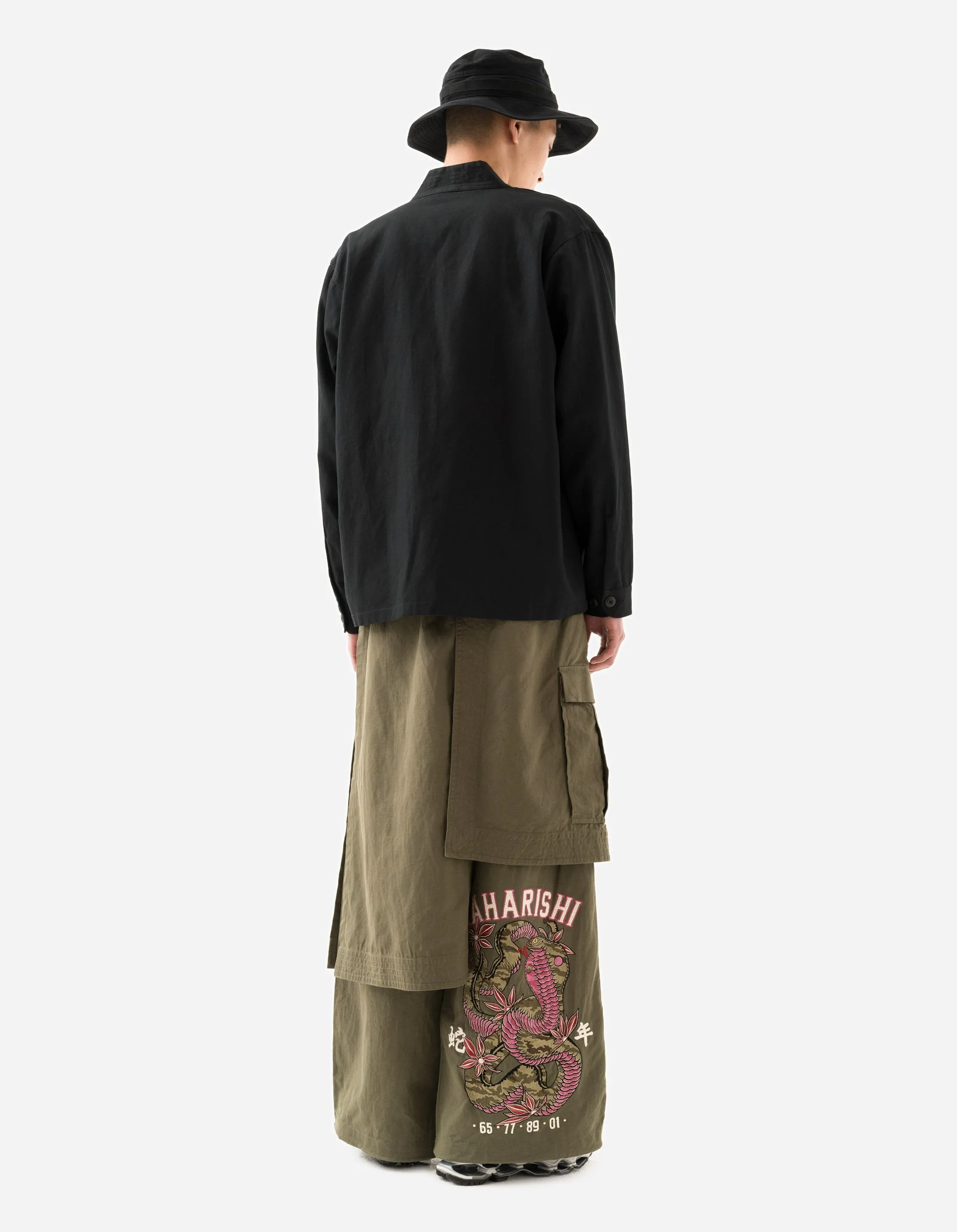 6008 Cobra Asym Cargo Hakama Pants Olive OG-107F