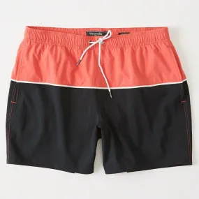 Abercrombie and Fitch Men Swimming Short Black and Orange