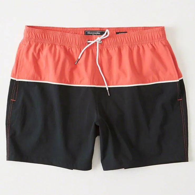 Abercrombie and Fitch Men Swimming Short Black and Orange