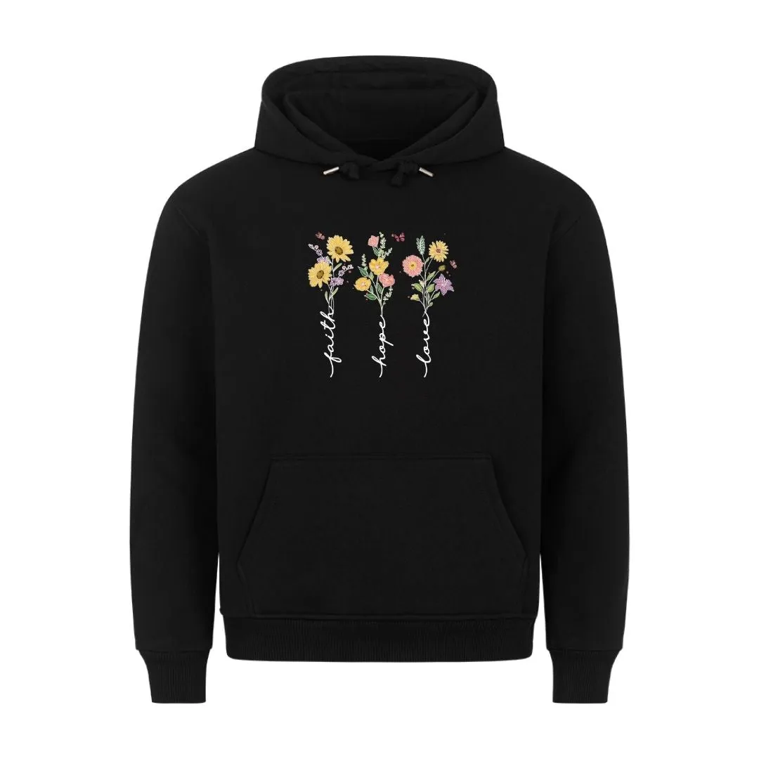 Aktion: Faith Hope Love Flower Hoodie