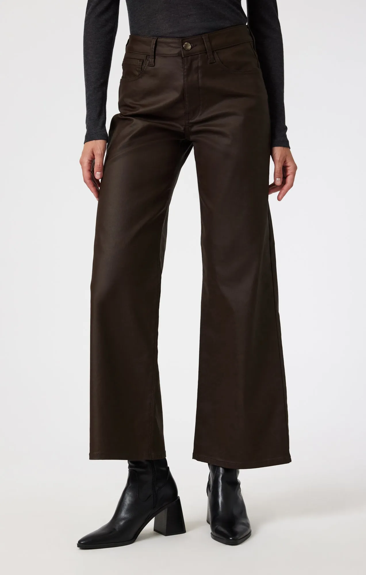 ALENA WIDE LEG IN BROWN COATED