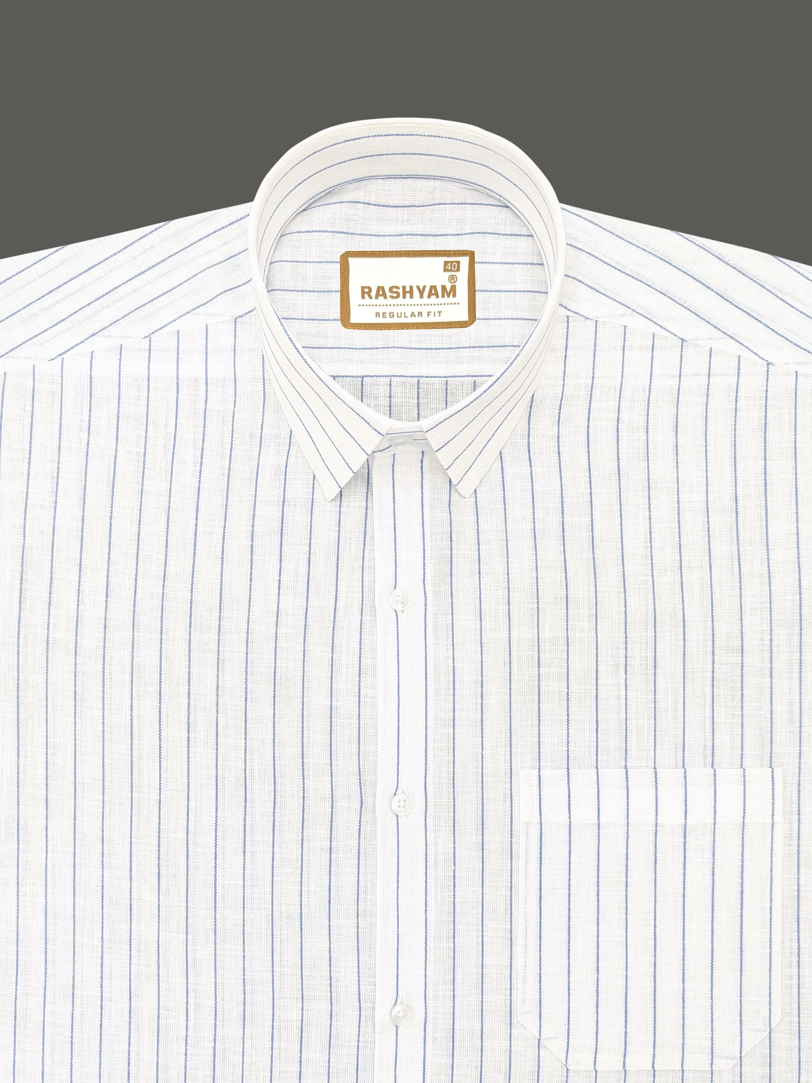 Arezzo Italian Premium Blue Line On White Formal Shirt For Men