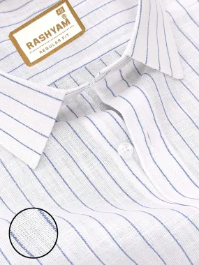 Arezzo Italian Premium Blue Line On White Formal Shirt For Men