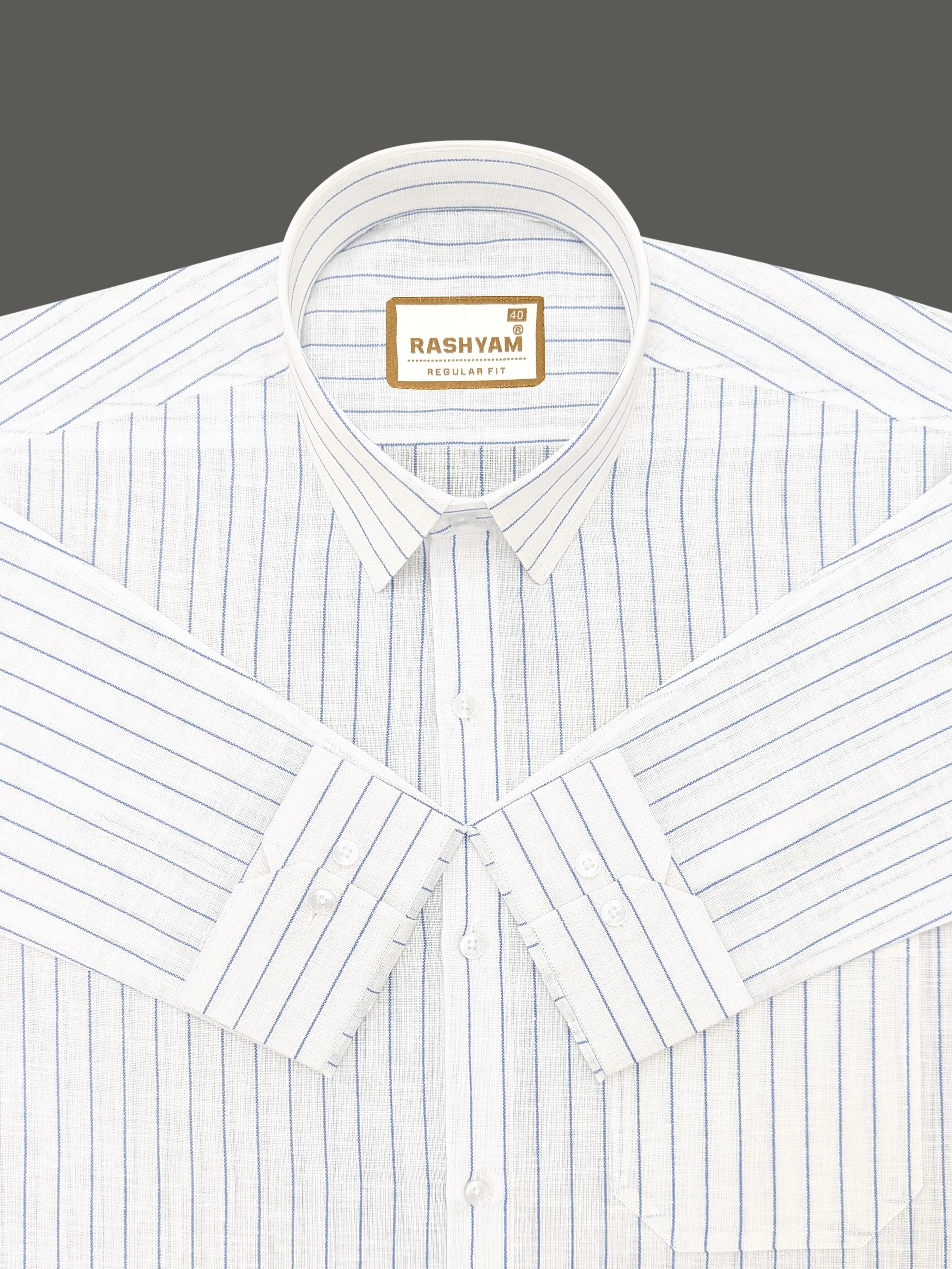 Arezzo Italian Premium Blue Line On White Formal Shirt For Men