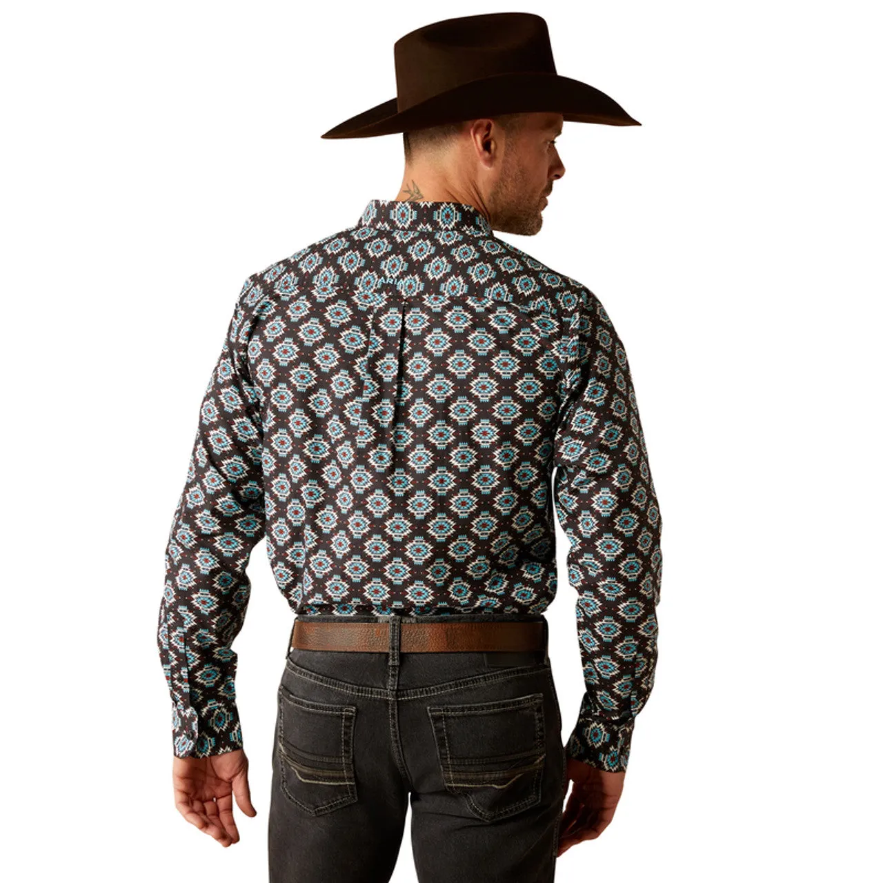 ARIAT PAIGE FITTED BLACK PRINT MENS SHIRT