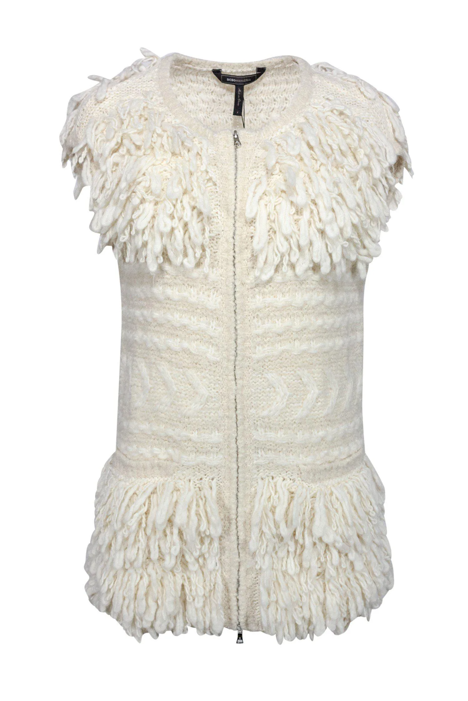 BCBG Max Azria - Cream Wool Blend Knit Vest Sz S