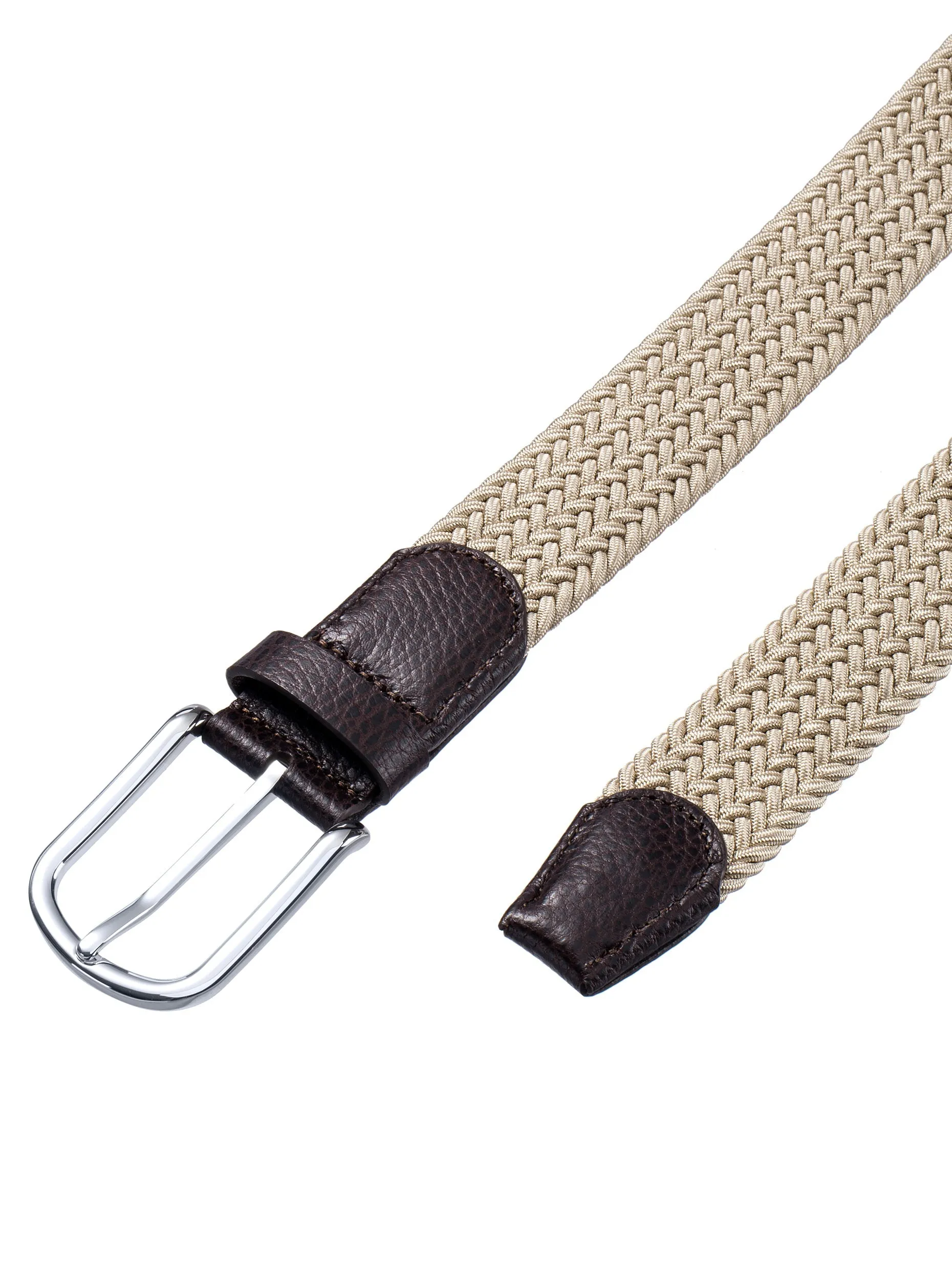 Beige Stretch Braided Belt