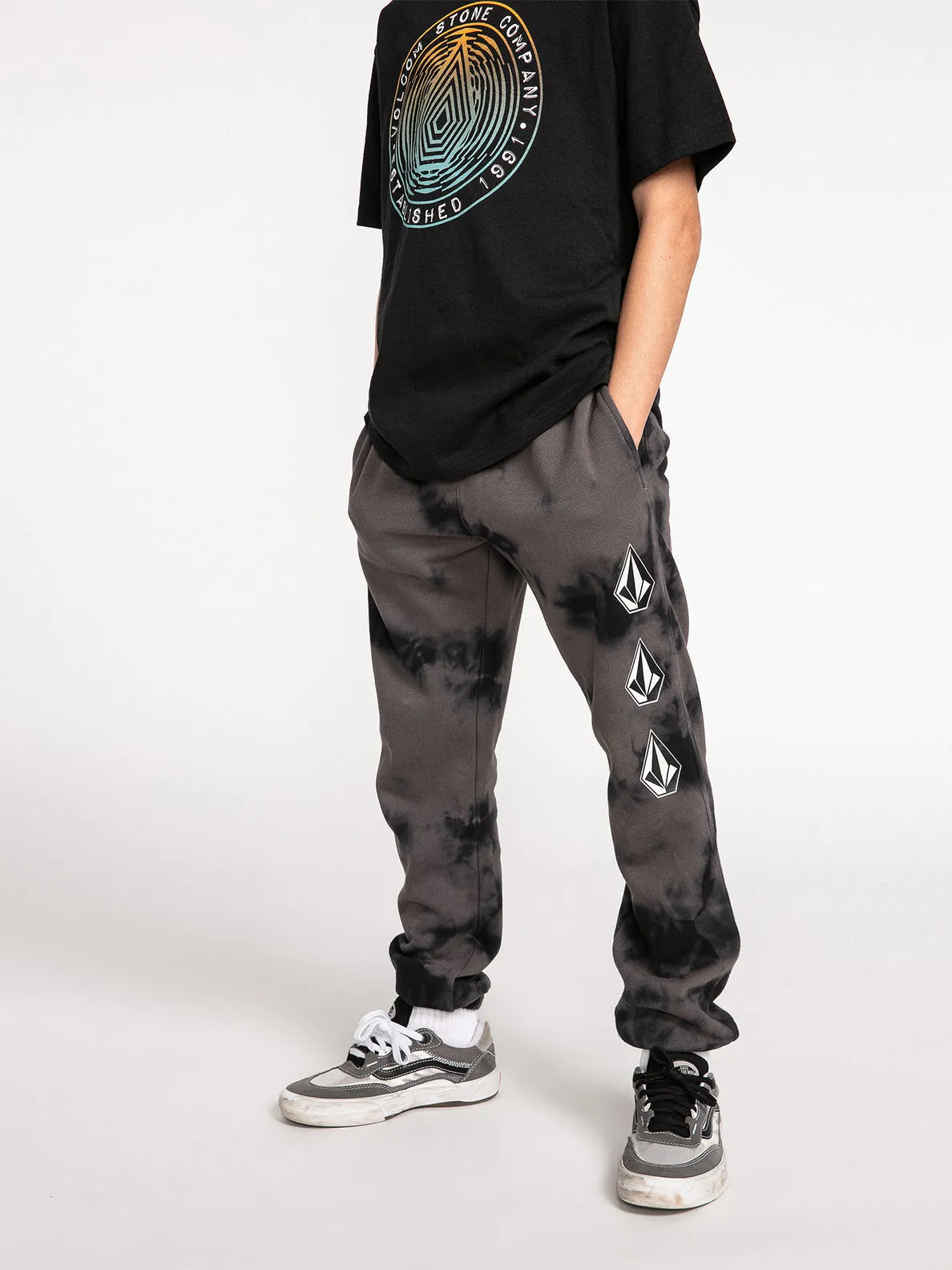 BIG BOYS ICONIC STONE PLUS FLEECE PANTS - BLACK