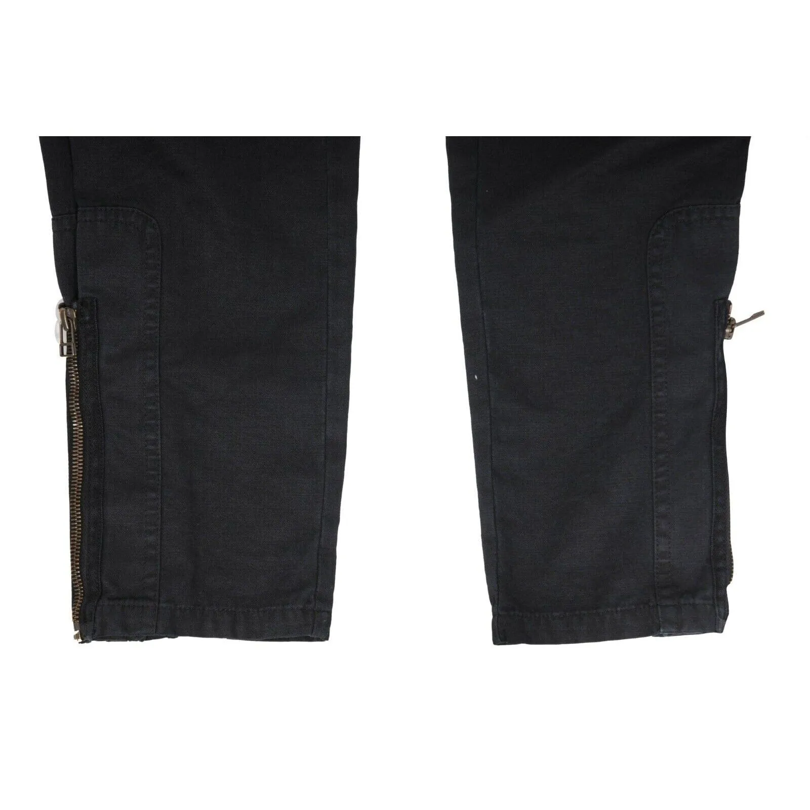 Black Bondage Pocket Zipper Leg Tie Waist Cargo Pants