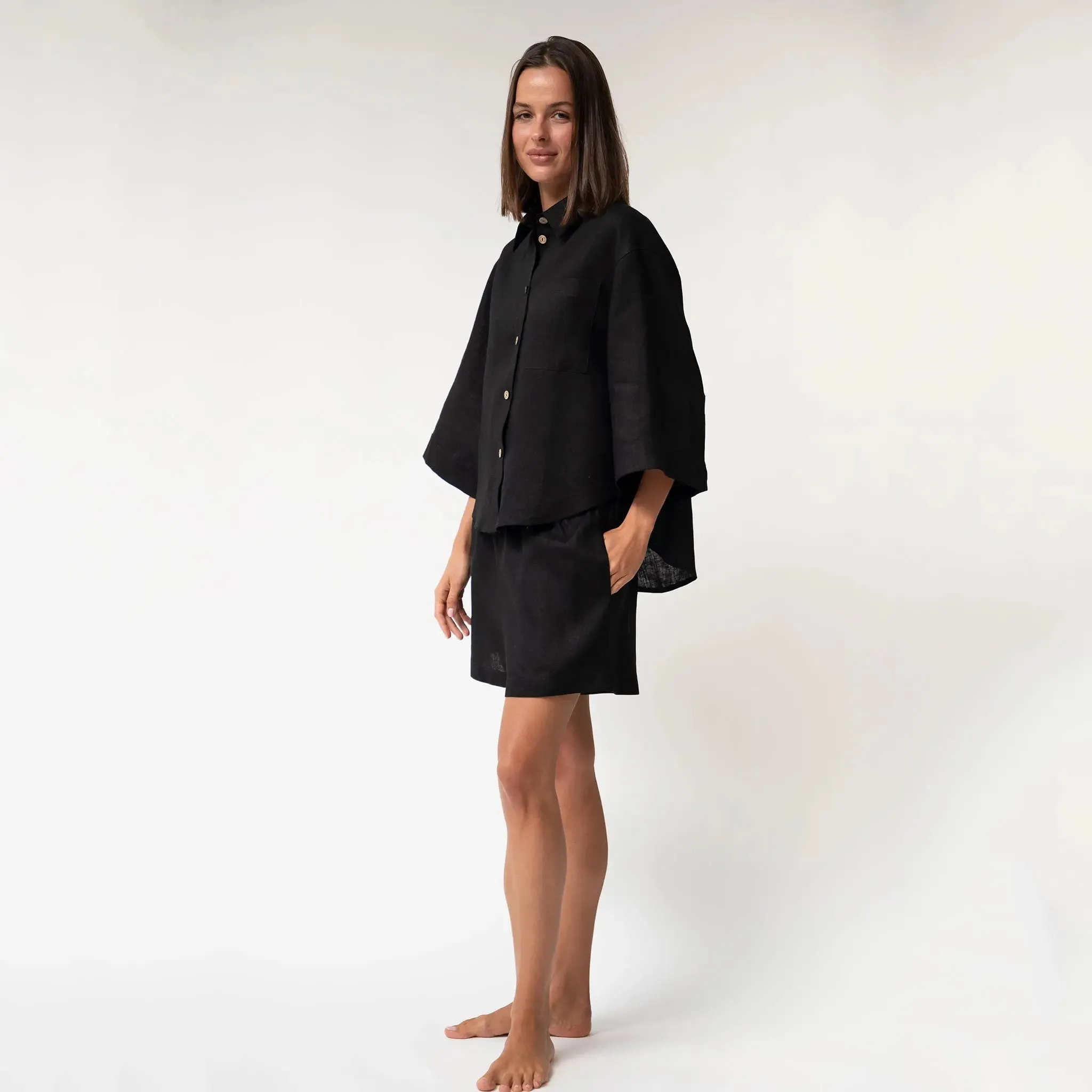 Black Heavy Linen Shirt Perfect Days