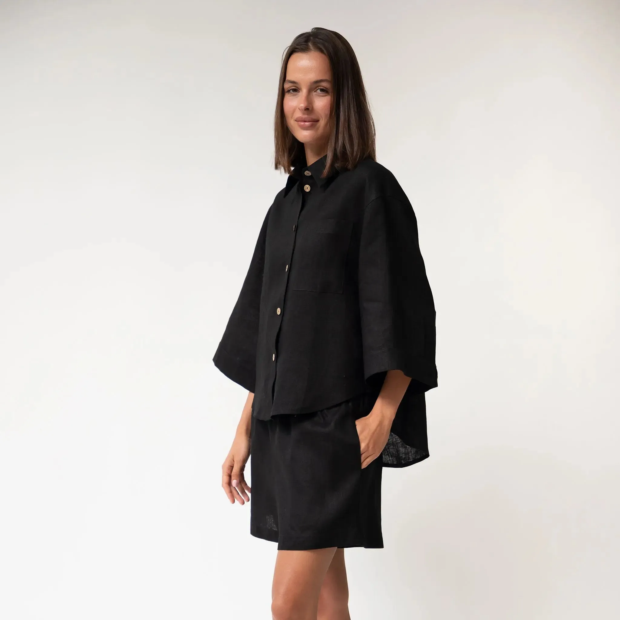 Black Heavy Linen Shirt Perfect Days