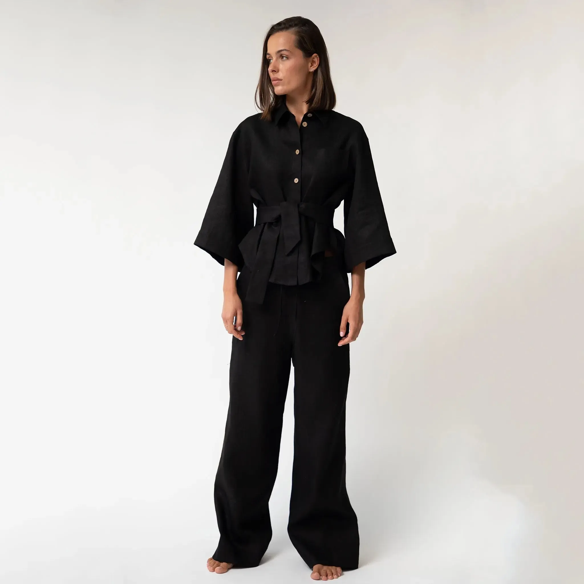 Black Heavy Linen Shirt Perfect Days