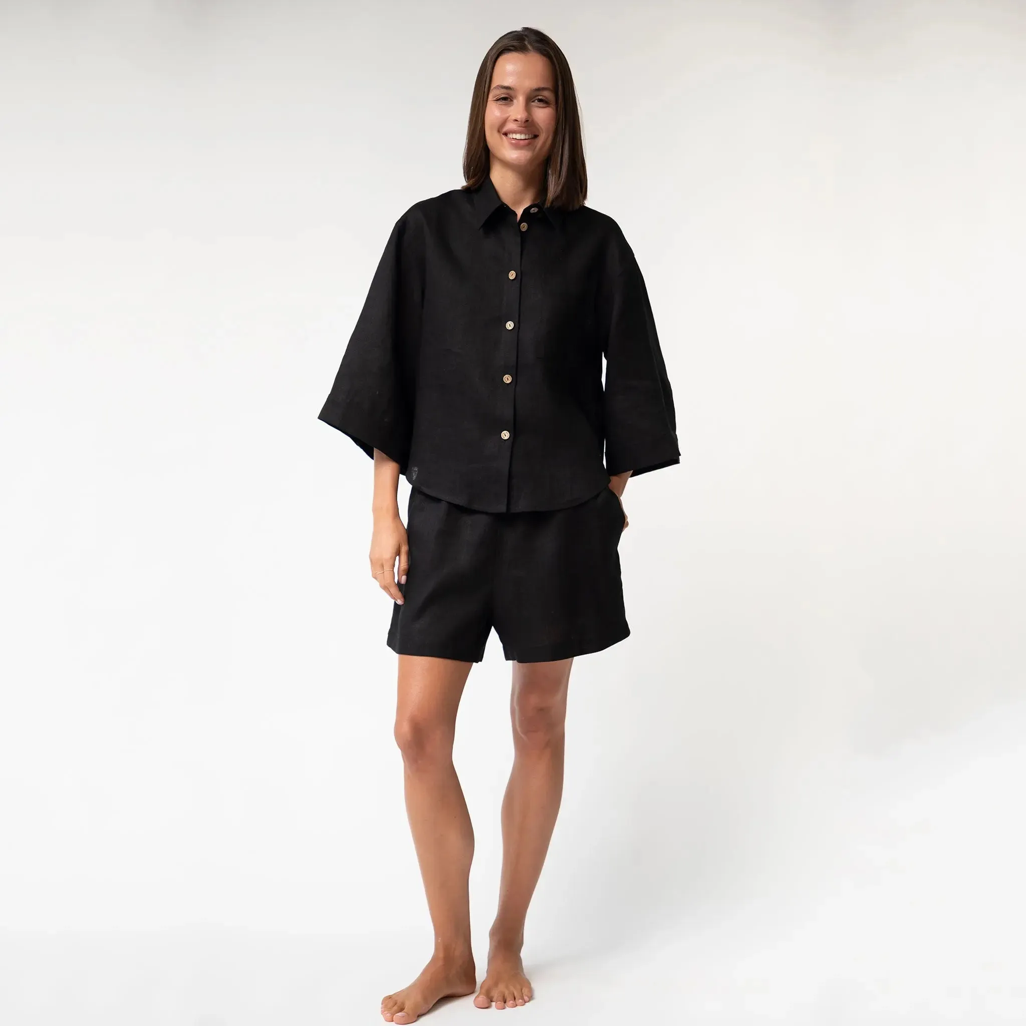 Black Heavy Linen Shirt Perfect Days