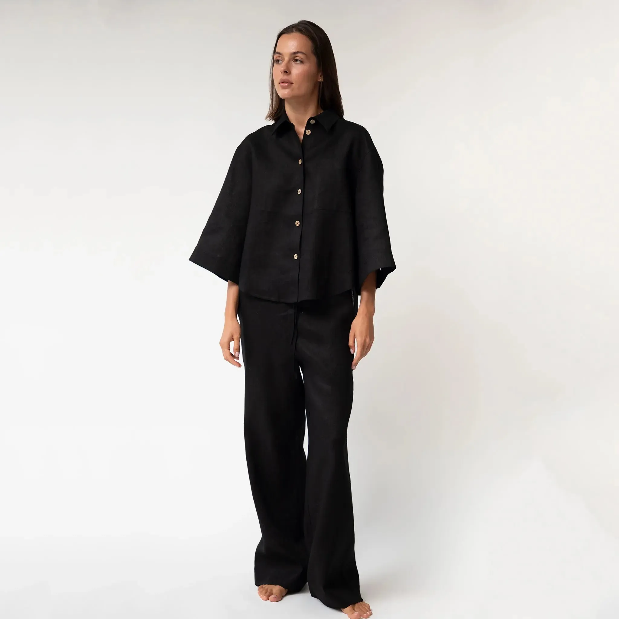 Black Heavy Linen Shirt Perfect Days