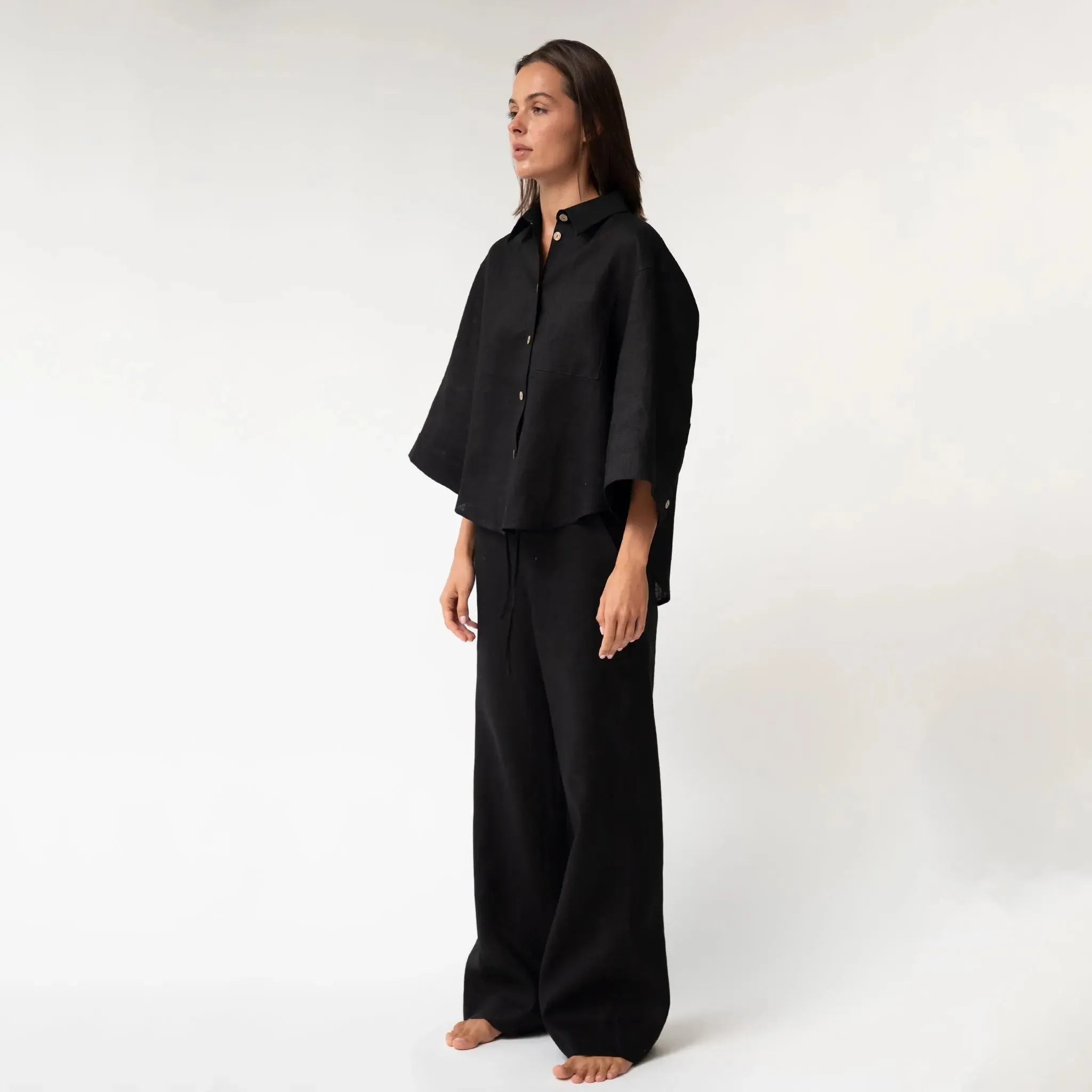 Black Heavy Linen Shirt Perfect Days