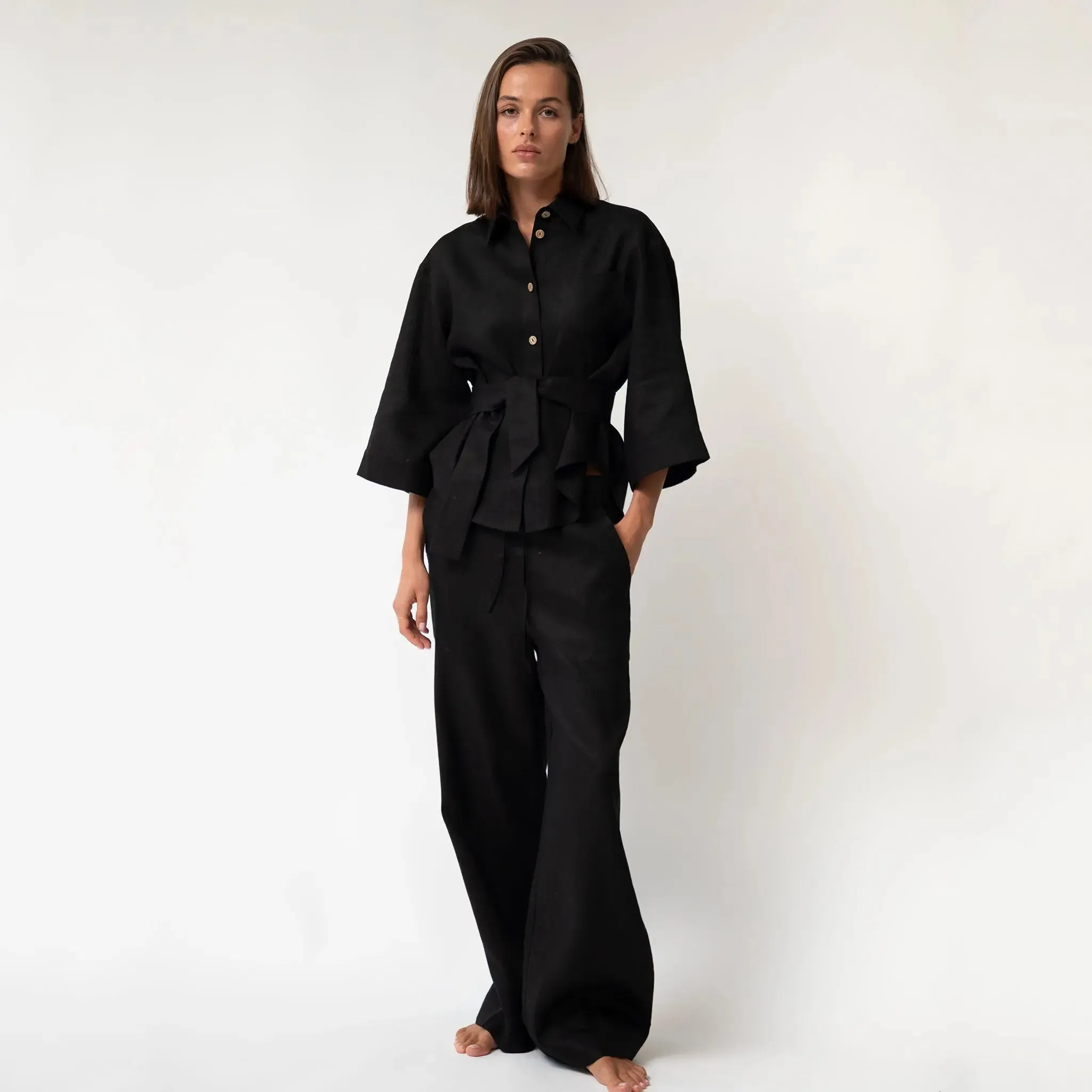 Black Heavy Linen Shirt Perfect Days