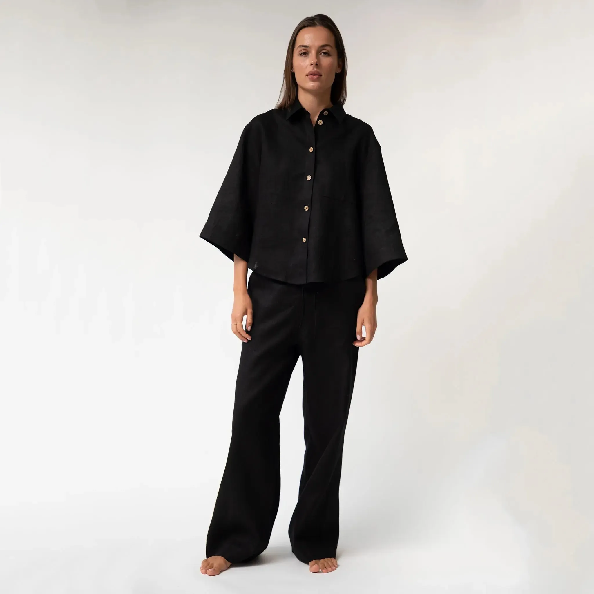 Black Heavy Linen Shirt Perfect Days