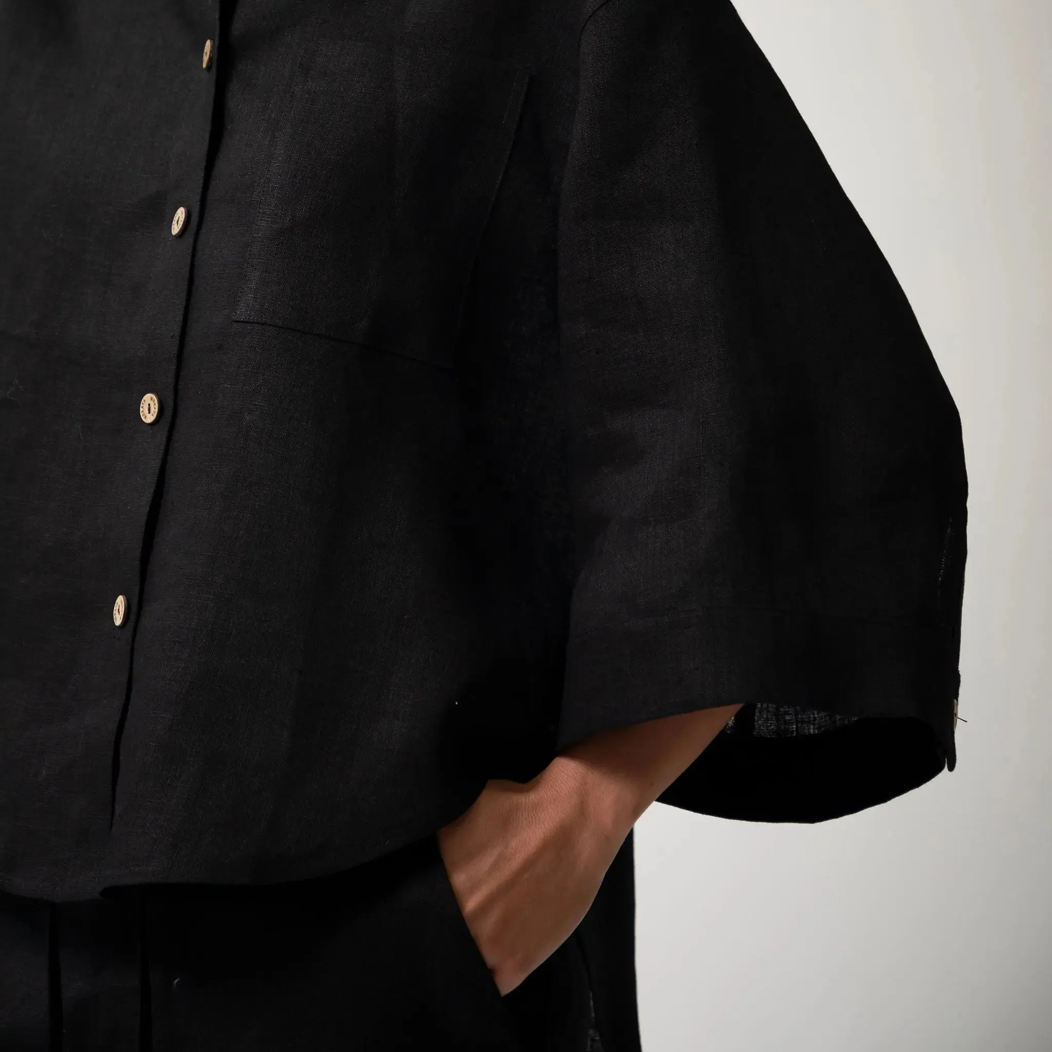 Black Heavy Linen Shirt Perfect Days