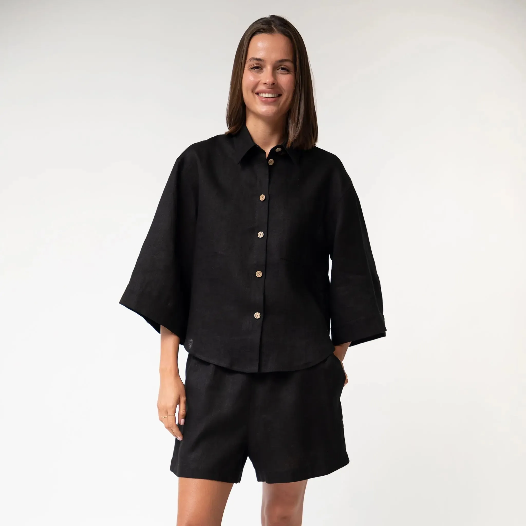 Black Heavy Linen Shirt Perfect Days