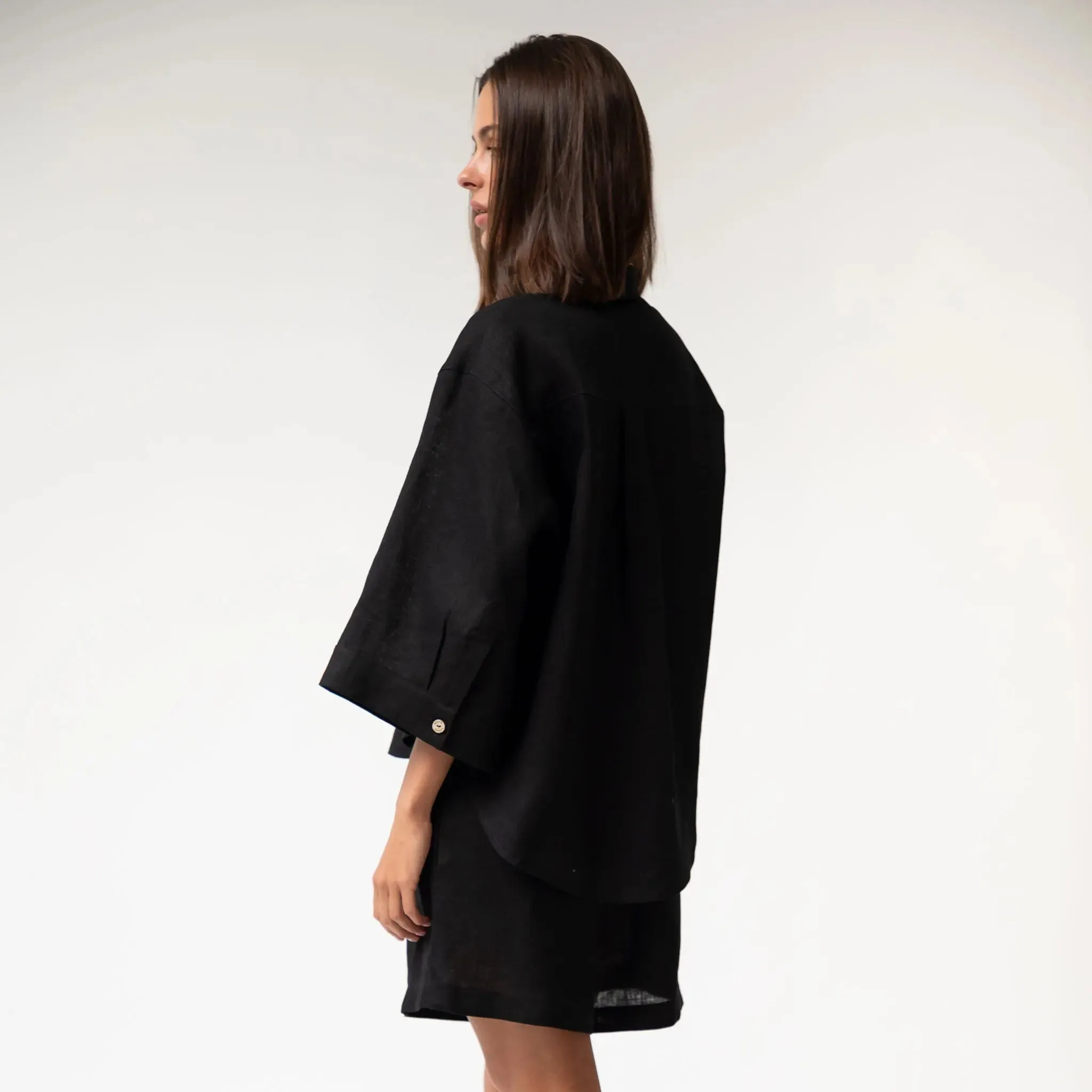 Black Heavy Linen Shirt Perfect Days