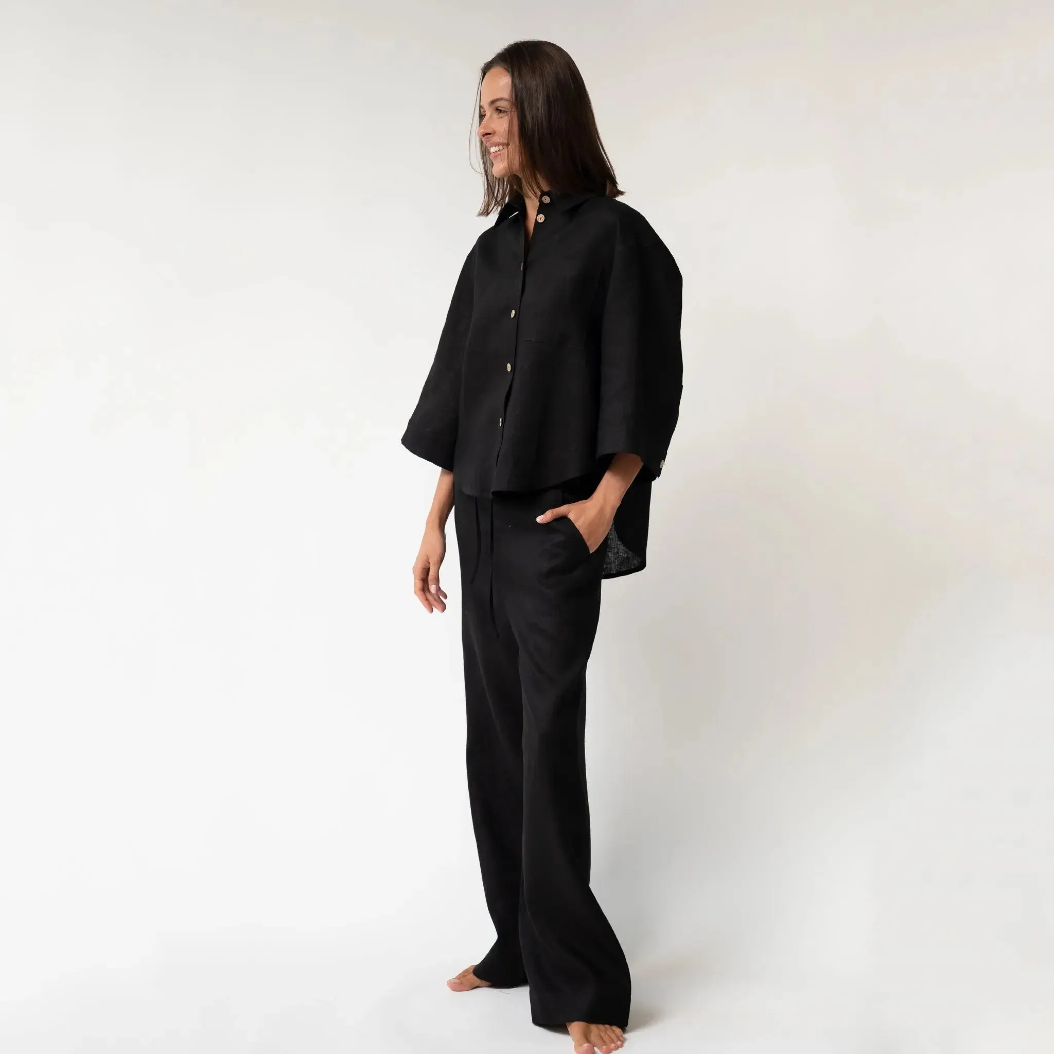 Black Heavy Linen Shirt Perfect Days