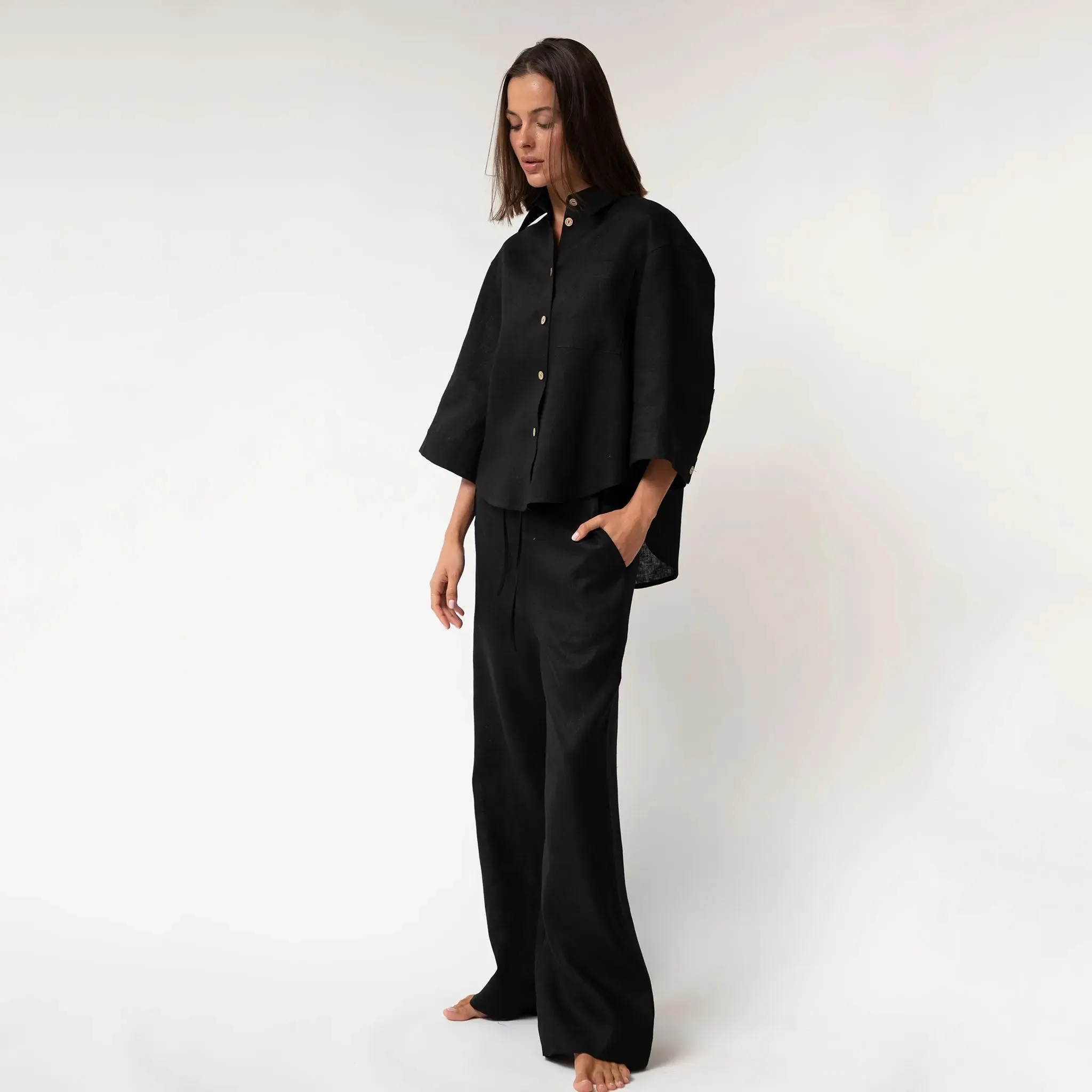 Black Heavy Linen Shirt Perfect Days