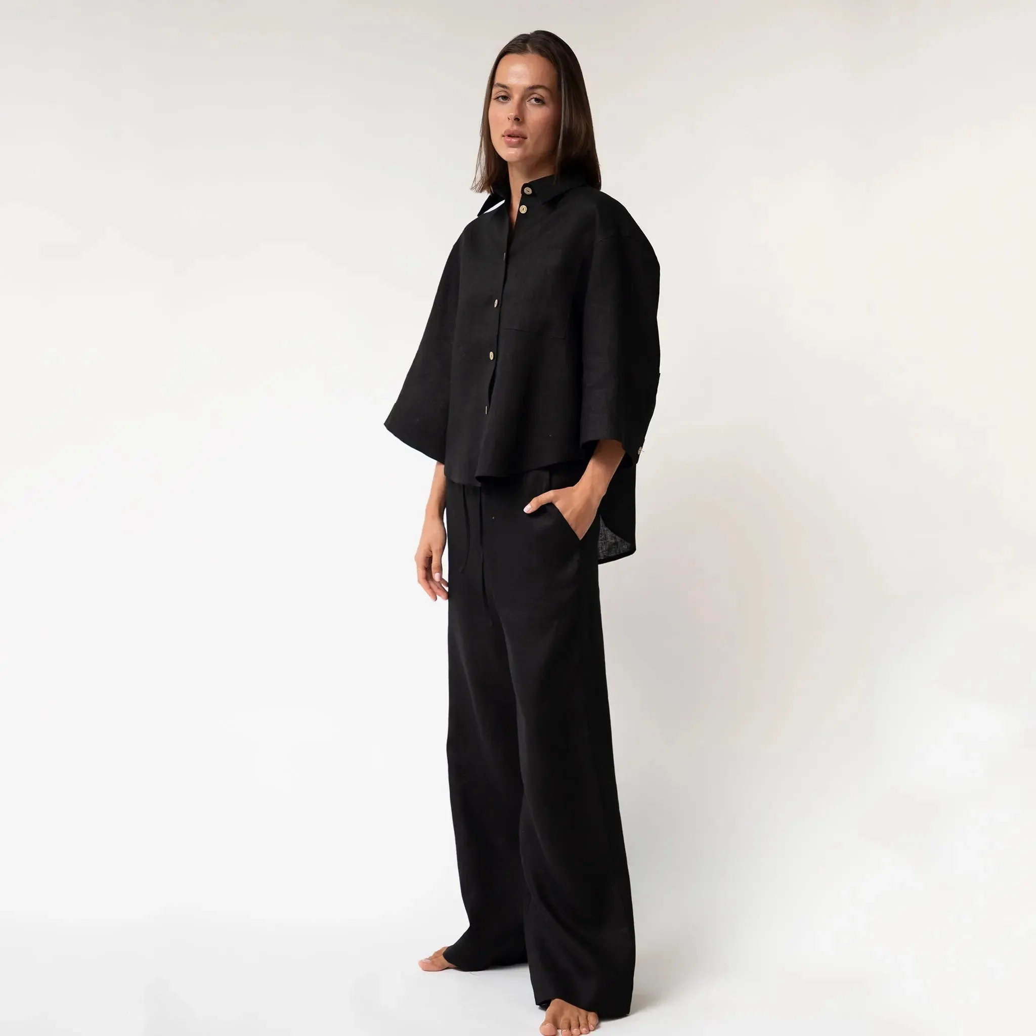 Black Heavy Linen Shirt Perfect Days