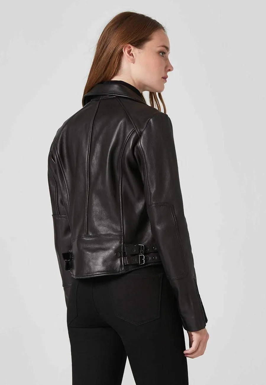 Black Leather Biker Jacket Female