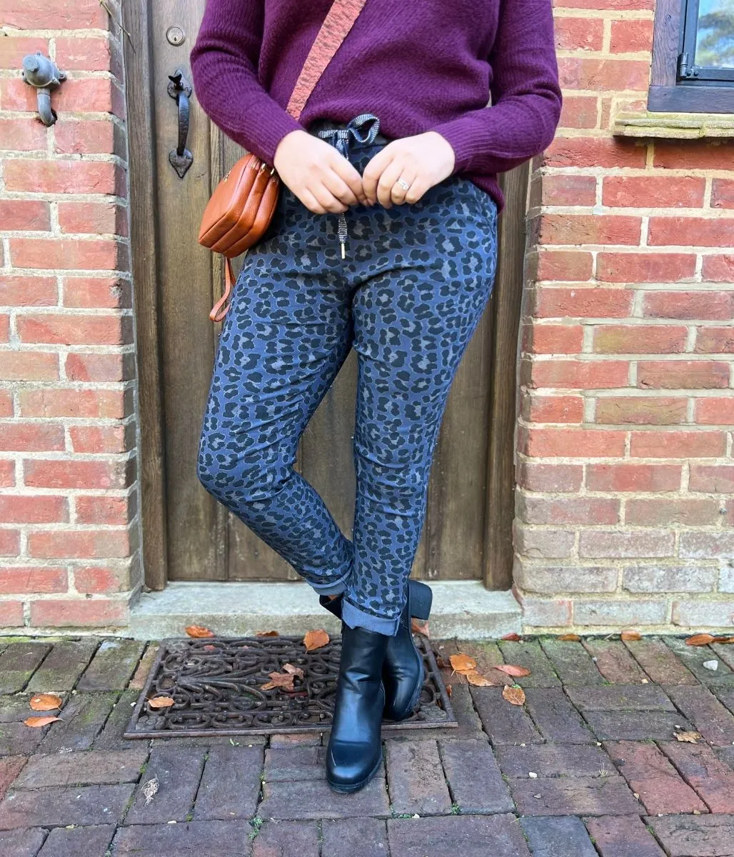 Blue Leopard Print Trousers