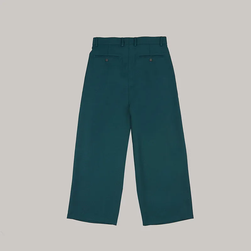 both X SECOND LAYER-WIDE PLEATED PANTS-ARCTIC BLUE