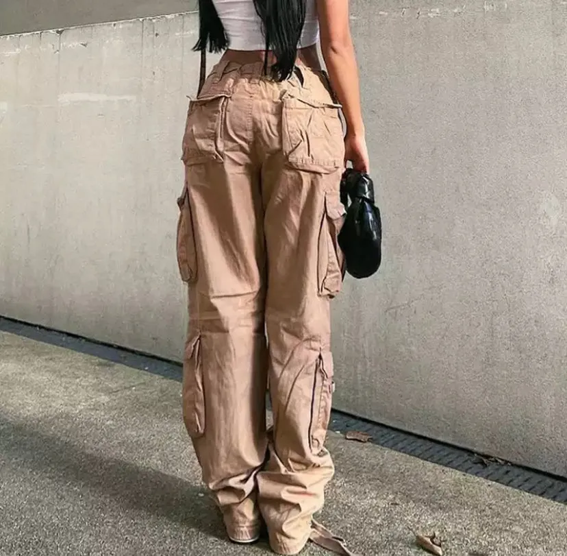 Brown Straight Leg Cargo Pants