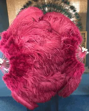 burgundy Marabou Ostrich Feather fan 24"x 43"