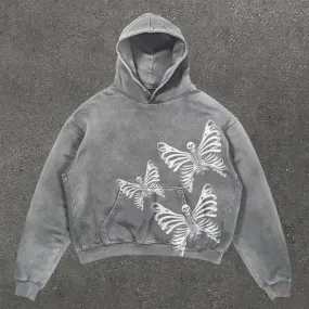 Butterfly Print Long Sleeve Hoodie