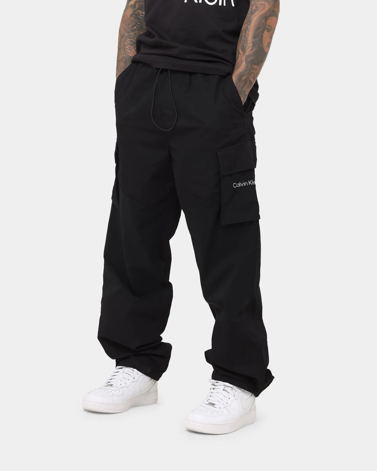 Calvin Klein Blocking Mixed Media Cargo Pants Ck Black