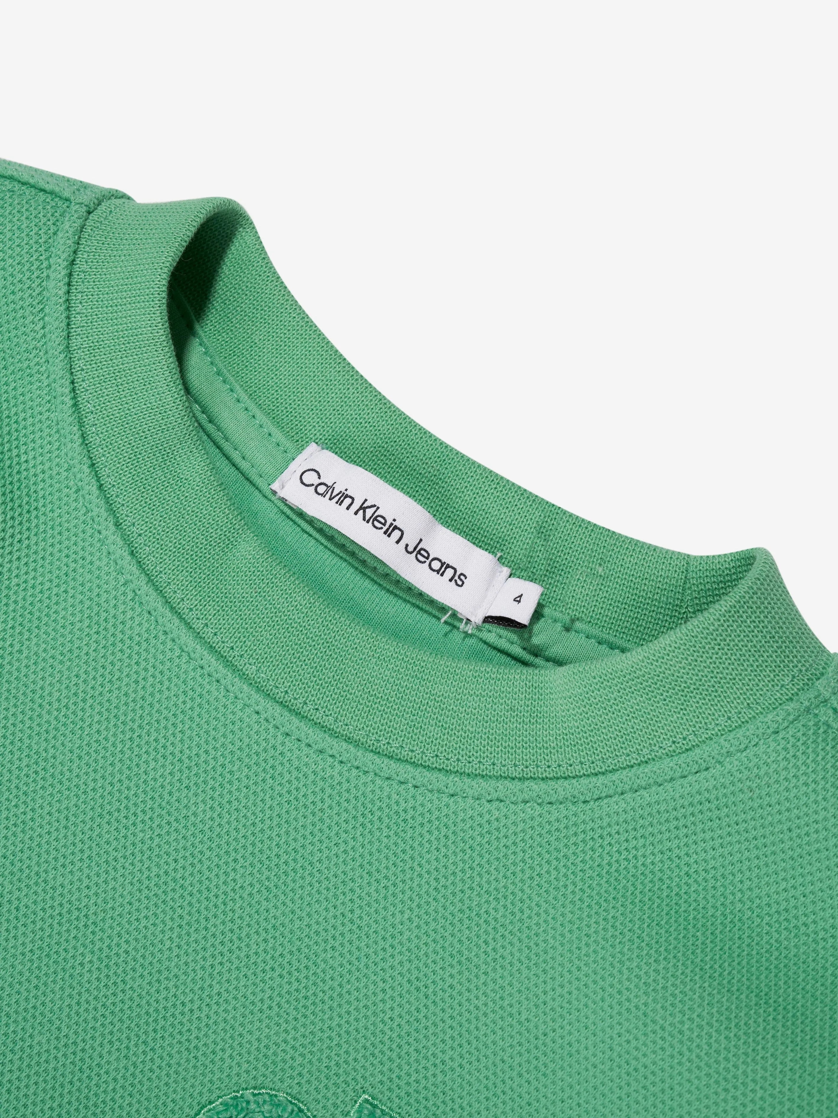 Calvin Klein Boys Interlock Pique Sweatshirt in Green