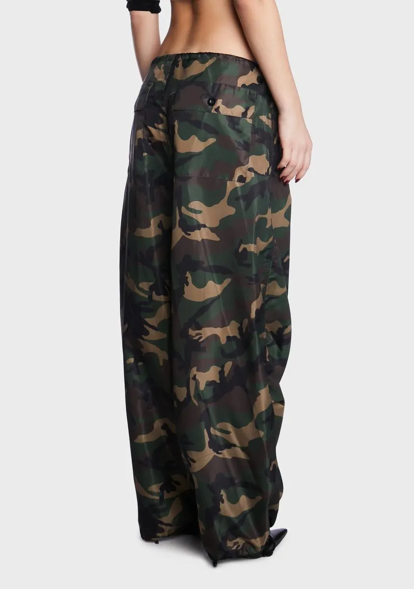 Camo Nylon Cargo Pants