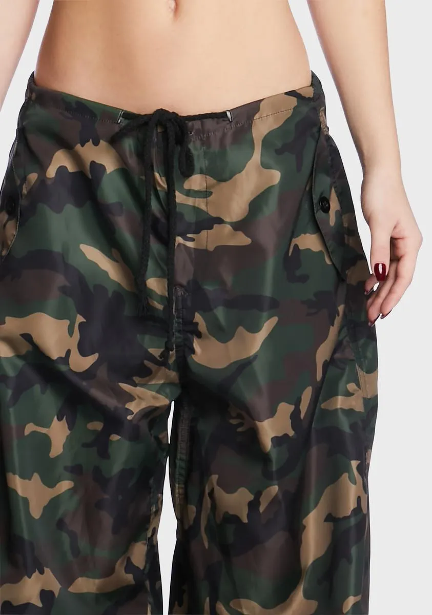 Camo Nylon Cargo Pants