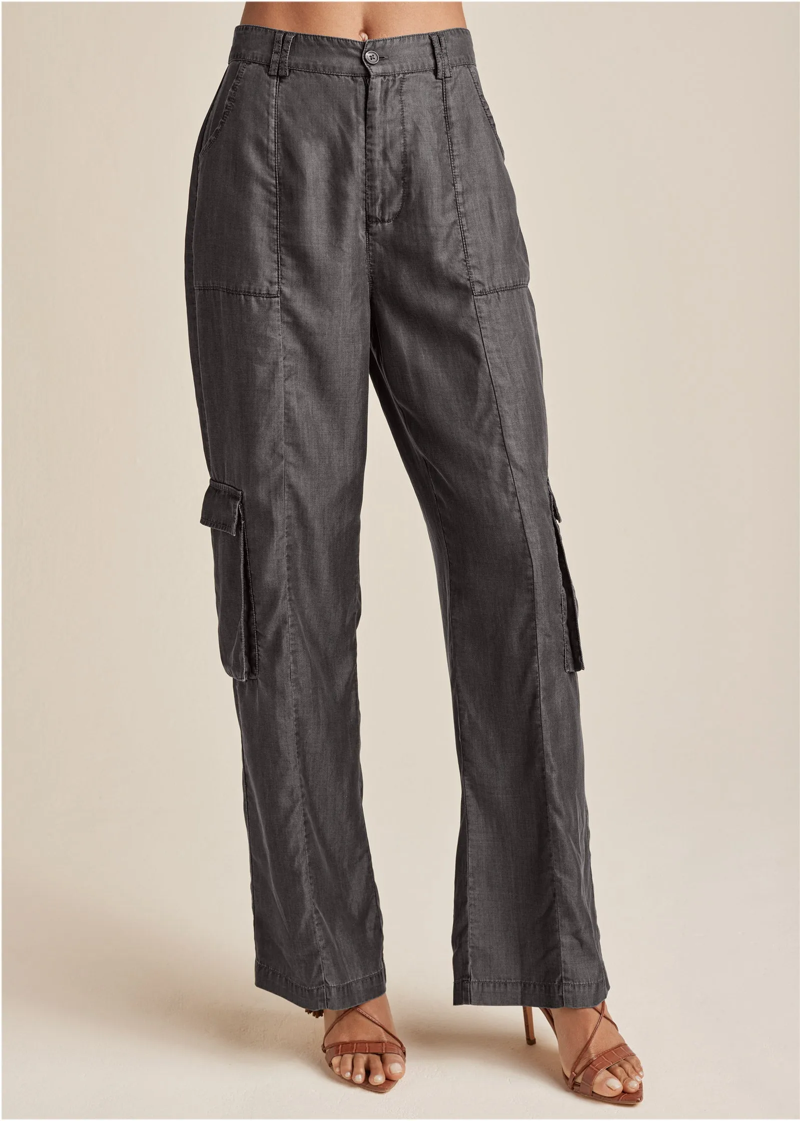 Chambray Cargo Pants  - Gray Heather