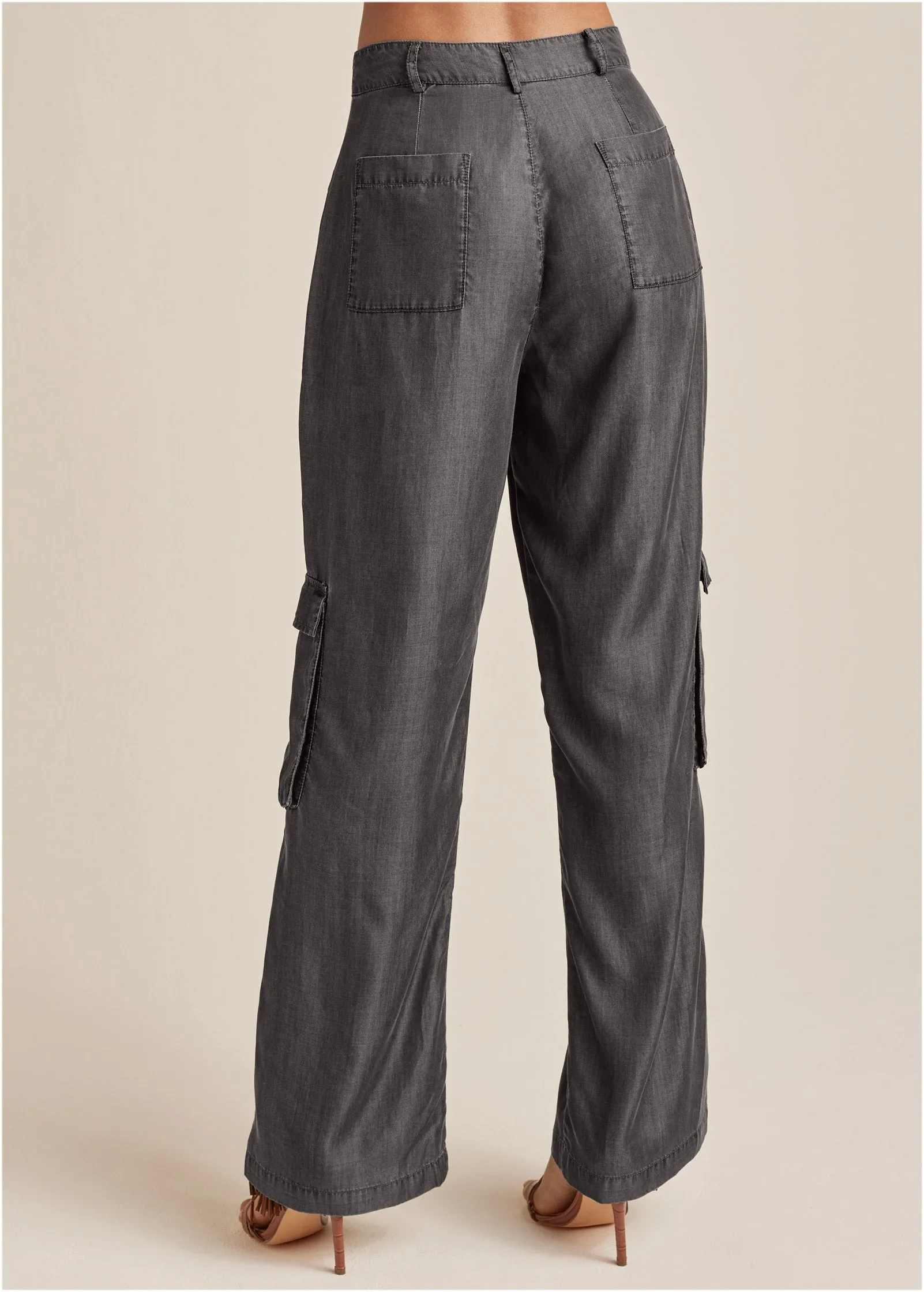 Chambray Cargo Pants  - Gray Heather