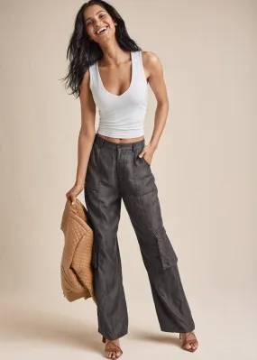 Chambray Cargo Pants  - Gray Heather