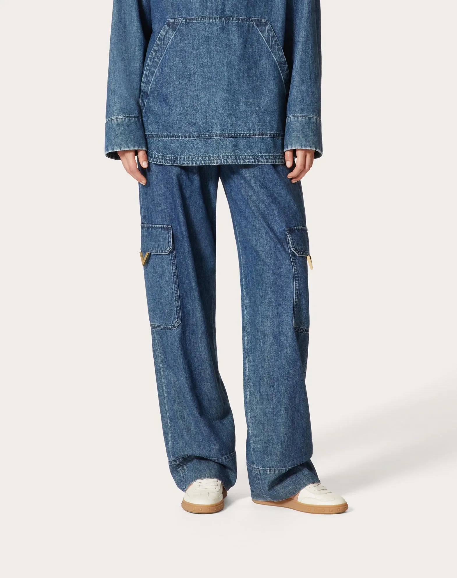 Chambray Denim Cargo Trousers