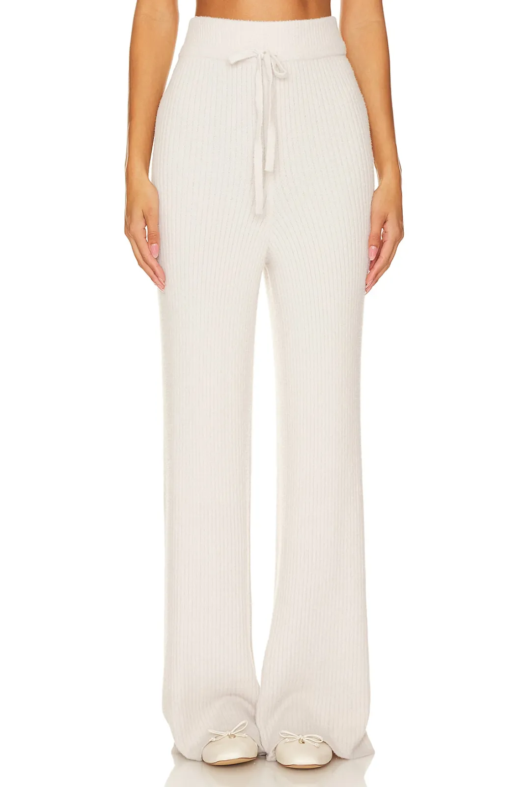 Chenille Wide Leg Pant, White Sand