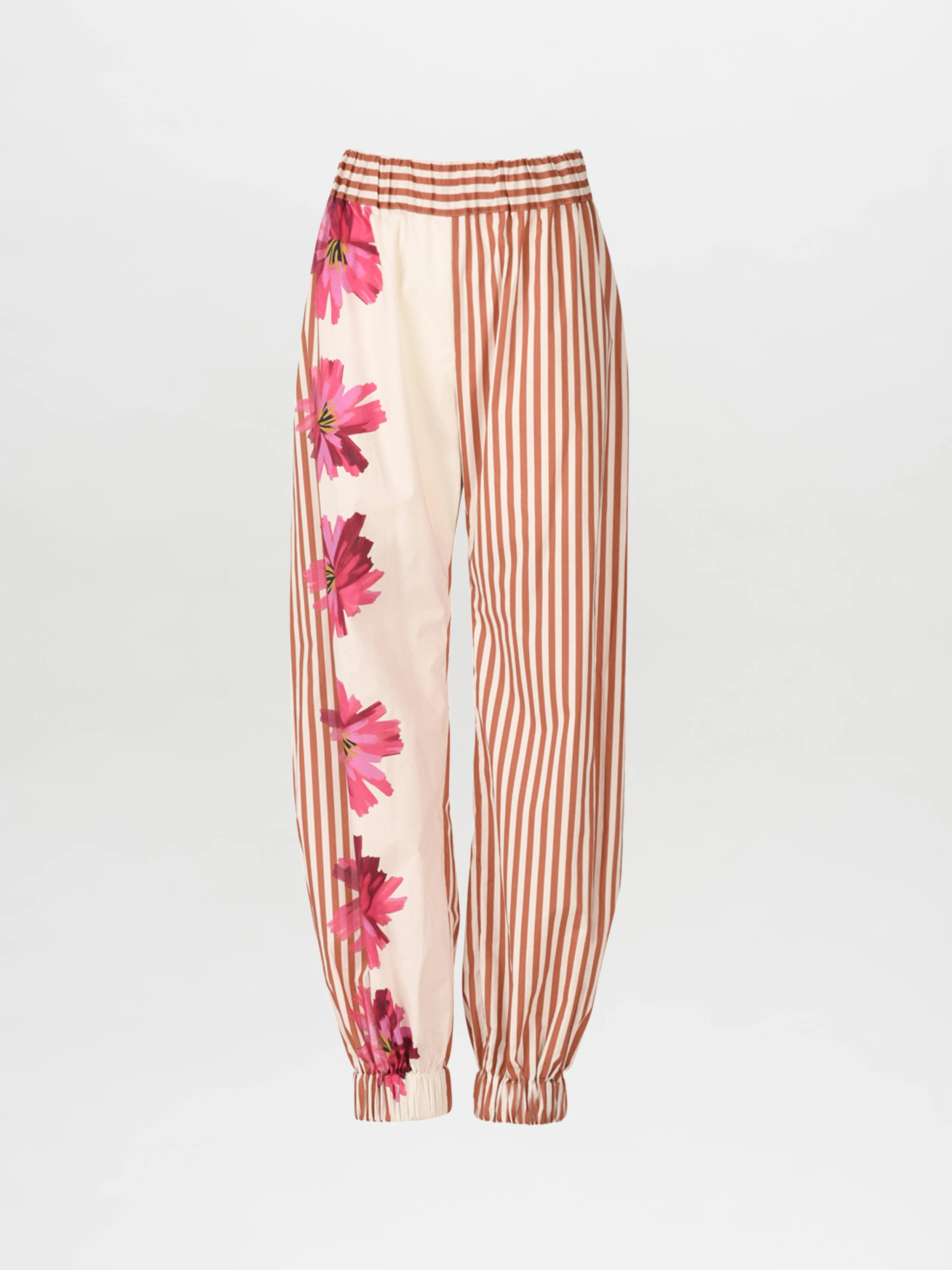 Chilean Pant Magenta Floral Brushstroke Stripes