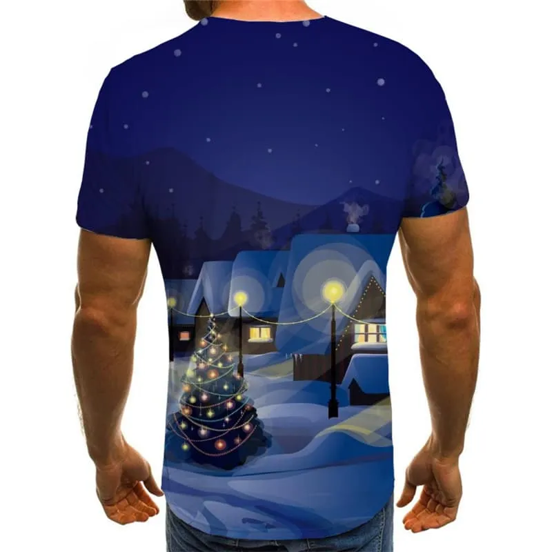 Christmas T shirts Men New Year T shirts Funny Snow Tshirts Cool Christmas Tree Tshirts Novelty